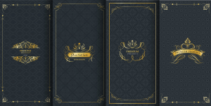 وکتور لوگوی چهار تایی طلایی با زمینه آبی